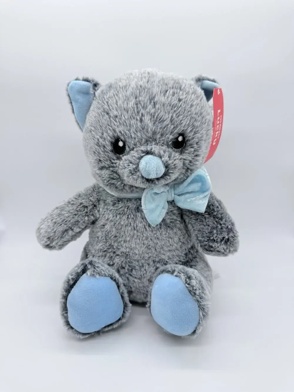 Petsmart 2025 Lucky the Cat Grey & Blue Bow Squeaky Chew Dog Toy Plush 10.5